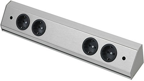 WIPO 13940562200 Steckdosenleiste Corner Compact 230 V, max.3500 Watt, L 560 mm, Edelstahl Effekt