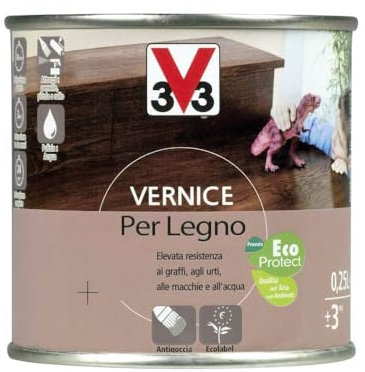 V33 Vernice Per Legno Opaca Grigio 250 Ml