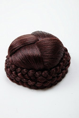 WIG ME UP - N796-2+33/35M Dutt Haarteil aufwendig geflochten Haarknoten Tracht Steck-Kamm Braun Schwarz Mahagoni Rotbraun Mix
