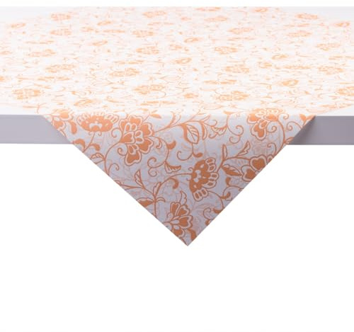 Sovie Home Tischdecke LIV in TERRAKOTTA/ORANGE, 80 x 80 cm, aus Linclass® Airlaid, 1 Stück, üppiges Floraldesign in Terrakotta/Orange auf weißem Hintergrund, stoffähnlich