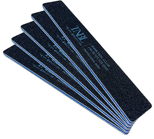 TNBL Nail File Professional Quality (80/80 Grit Square Black) Pack of 5 for Manicure & Pedicure Shaping & Styling