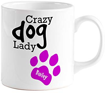 Crazy dog lady mug with a dog name/Paw prints mug/Dog lover birthday gift/Gift for dog lover/Unique gift for pet lover