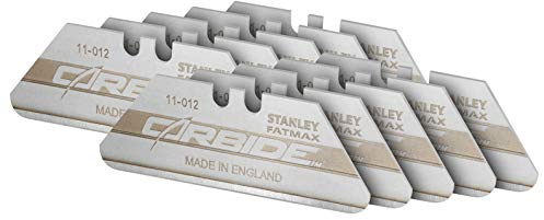 Stanley FMHT11012-2 FatMax Carbide Trapezklinge Pro (gerundet Spitzen, langlebige Wolframkarbid beschichtete Hartmetalllegierung, bruchfest, passend für die meisten Standardmesser, 10 Stück)