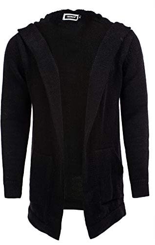 CARISMA Herren Strickjacke Herren Jacke mit Kapuze 7601, Black, XL