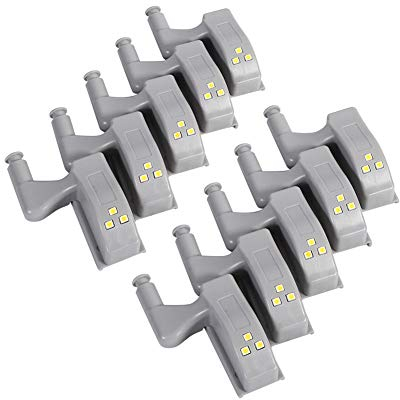 Hinge LED Sensor Light, Universal Cabinet Cupboard Closet Wardrobe Night Lights, Pack of 10 (White)