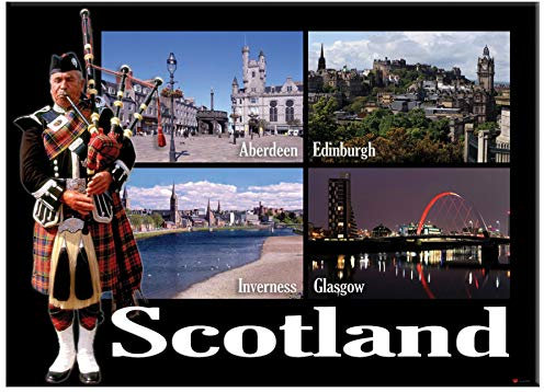 Gaitero Escocés Escocés Ciudades Montaje Imán de Nevera Metálico Escénico