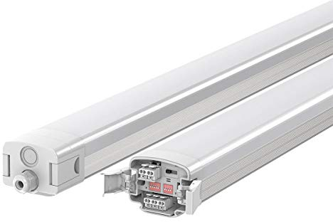 LED Feuchtraumleuchte PRO+ 120cm 40W CCT mit Bewegungsmelder Weiße Lichtfarbe über Dip-Schalter einstellbar für Feucht- und Nassräume Keller Garage Dachboden Unterführungen Carport Werkstatt Lager