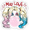 Spreadshirt Harley Quinn Mad Love Bubblegum Sticker, max. 10 x 10 cm, 10 x 10 cm, Mattweiß