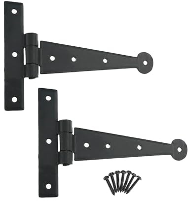 Hand Forged Tee Hinge Strap T Hinge Beeswax Penny End Finish Sold in Pairs New (6'')