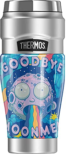 Rick and Morty Goodbye Moonmen THERMOS STAINLESS KING Stainless Steel Travel Tumbler, Vacuum insulated & Double Wall, 16oz