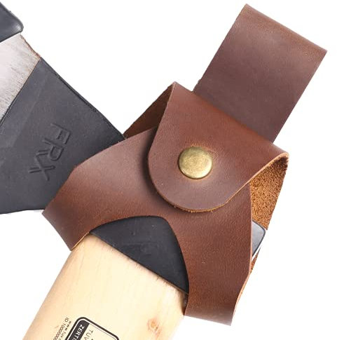 Leather Axe Holster and Hammer Holder - Vintage Open Case for Middle-Sized Axes, Belt Loop, Small Hatchet Carrier - Handmade Shoulder Case