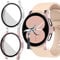 Jvchengxi [2 Pack Case for Samsung Galaxy Watch 4 / FE 40mm Screen Protector, Hard PC Matt Case+HD Tempered Glass Anti-Scratch Protective Film Bumper Cover for Galaxy Watch FE / 4 (Silver/Rose Gold)