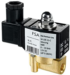 FSA Magnetventil Messing 1/8 12V DC 0-10 bar NBR stromlos geschlossen