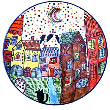 Gall&Zick Teller Keramik handbemalt bunt Speiseteller (Frühstücksteller GZ-3654 Set/2)