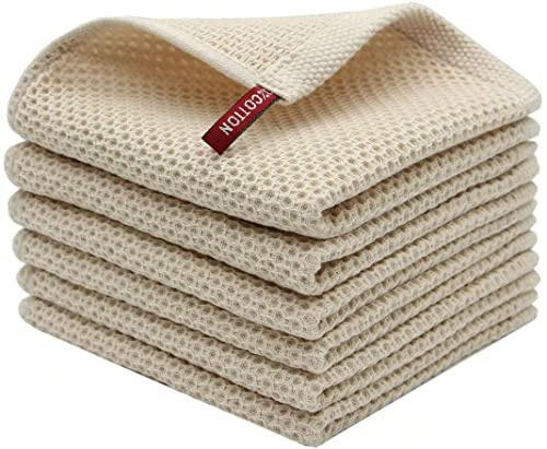 BW&HM Trapos Cocina Algodo nPaños de Cocina Paños Cocina Algodon Durable y Súper Absorbente 33 x 33cm Set de 6 Beige