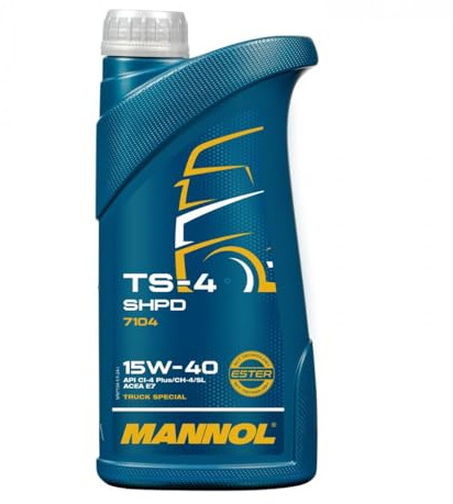 MANNOL 7104 TS-4 SHPD 15W-40 Motoröl teilsynthetisch für Diesel, 1L | Mehrbereichsöl für Diesel ab 1998, auch Turbo und Ottomotoren, erfüllt API CI-4 Plus, ACEA E7, JASO DH-1, Verschleißschutz