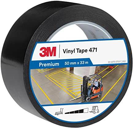 3M Cinta de Vinilo 471, Negra, 50 mm x 33 m