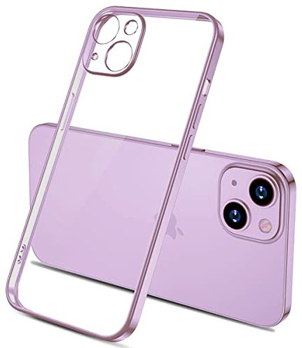 Mixroom - Cover Custodia per iPhone 13 Mini Bordi Piatti Protezione Fotocamera in Silicone TPU Placcatura Lilla