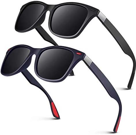 LINVO Lunettes de Soleil Homme Femme Polarisées, Mode TR90 UV400 Verres | Classiques Carrées Monture, Ultraléger Résistant, Conduite, Randonnée, Pêche, Voyages