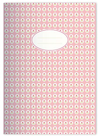 Kartenkaufrausch 2x Schöne Vintage Mädchen DIN A5 Grundschul Hefte mit kleinem Pastell Blumen Muster in Rosa Kontrastlineatur 1