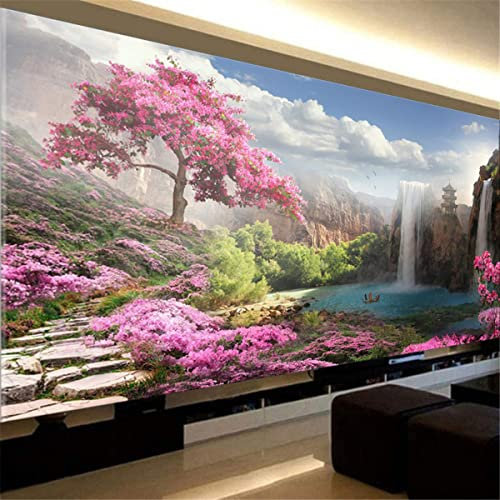 Instarry DIY 5D Diamond Painting Grand Format Cascade de Paysages Naturels Décoration Intérieure 100x40 cm