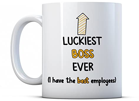 BWW Print - Luckiest Boss Ever (Have The Best Employees) – Tasse cadeau pour gestionnaire, céramique, 38 ml.