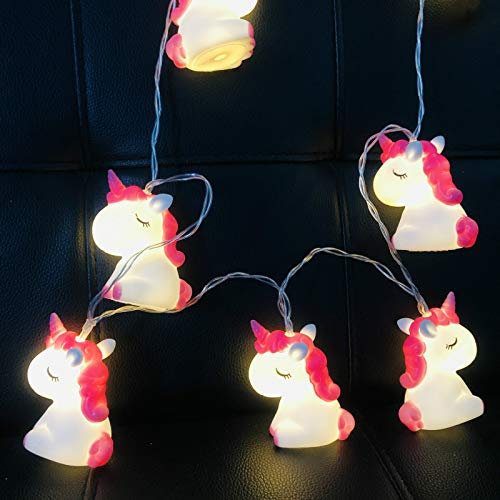 Riaxuebiy Niedliche Rosa Einhorn Lichterketten Einhorn Nachtlicht Batteriebetriebenes für Ostern Weihnachten Kinderzimmer Dekoration (3m/20led, Rosa Einhorn)