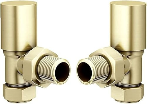 Brushed Brass Angled Radiator Valve Pair