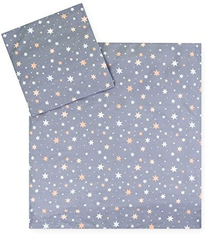 Julius Zöllner Jersey - Kinderbettwäsche 80x80 + 35x40 cm, 2-teiliges Set aus Deckenbezug und Kissenbezug, 100 Prozent Jersey-Baumwolle, mit Reißverschluss, Standard 100 by OEKO-TEX, Shiny Stars