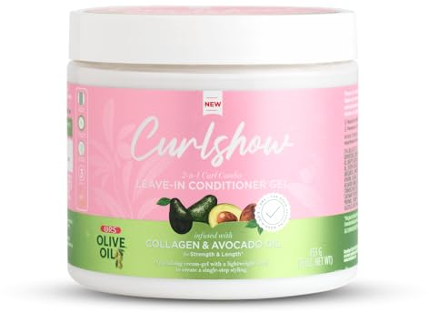 ORS Curlshow Leave-In Conditioner Gel 473 ml - Conditioner mit Kokosöl, Glycerin & Hydrolysiertem Kollagen für starke und gesunde Locken – Spendet Feuchtigkeit und Glanz