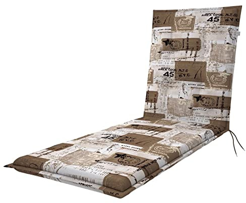 Doppler Auflage Rollliege Living Beige Weiß I Gartenliege-Polster 195x60x6cm aus Baumwolle & Polyester I Liegestuhl-Auflage weich & bequem I Liegenauflage zum Festbinden an Rollliege