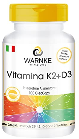 Vitamin K2 + D3 200µg / 1000 I.E. - 100 OleoCaps Kapseln aus eigener Herstellung - Original K2VITAL® 99,7%iges all-trans K2 MK-7 - hochdosiert | Warnke Vitalstoffe - Deutsche Apothekenqualität