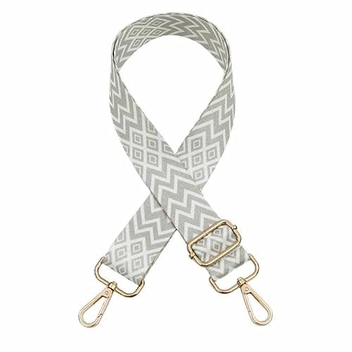 SHTGOI Taschengurte Verstellbarer Schultergurt 3.8cm Breite Rautenförmige Schulterriemen Doppelseitiges Muster Geflochten Umhängegurt Ethno-Stil Taschenriemen für Damen Taschen Zubehör Grau