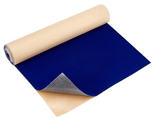 BENECREAT 40cmx3m Azul Oscuro Autoadhesivo Terciopelo Flocado Hoja Rollo de Tela de Terciopelo Forro de Cajón para Decoración de Joyeros 0.6mm de Espesor