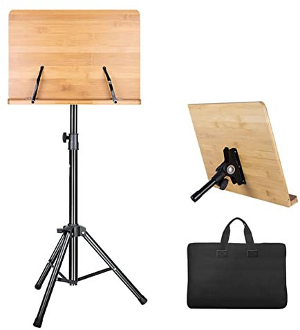 Sheet Music Stand - Wooden Metal Tripod, Folding Stand For Piano, Keyboard, Books - Desktop Book Stand, Piano Sheet Music Holders