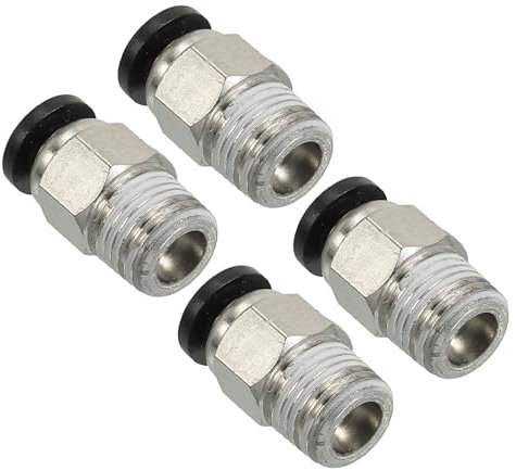 PATIKIL Raccords à Pousser 4mm x 1/8NPT Mâle, Lot de 4 Raccords Droits à Connexion Rapide pour Tuyaux Pneumatiques D'Air et D'Eau