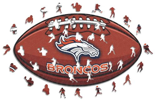 Iconic Puzzles, Denver Broncos Crest, 100% ökologisch nachhaltiges Holzpuzzle mit offizieller Lizenz, Größe S, 150 Teile