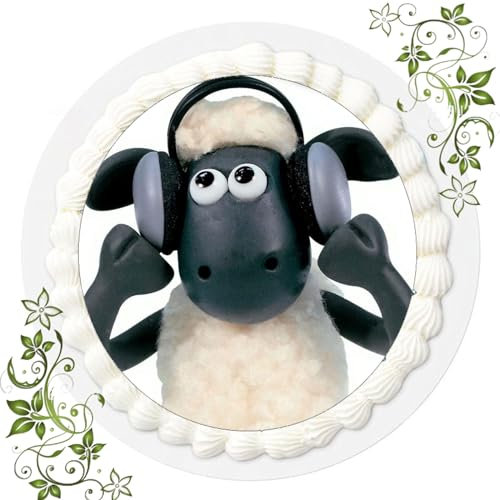 FONDANT Tortenbild, Zuckerbild mit Motiv, Essbares Foto für Torten, Tortenbild, Tortenaufleger Ø 20cm FONDANT Shaun das Schaf Nr. 1