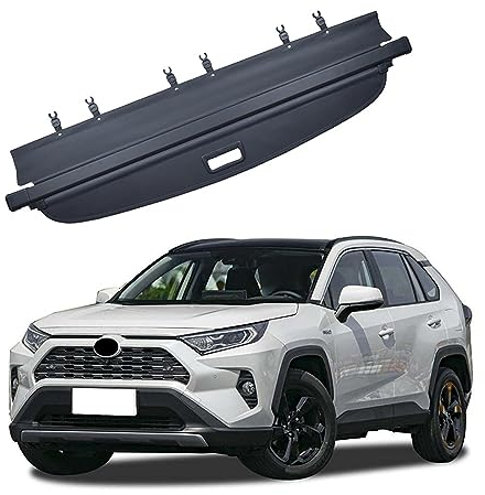ZXYHBHD Kofferraum-Laderaumabdeckung, kompatibel mit Toyota Rav4 2019-2023, Zubehör, Schwarze einziehbare Kofferraumabdeckung, Sicherheitsschild-Schatten,with Back Curtain