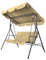 Columpio de Exterior de Tres plazas, cómodo con Capucha y cojín, balancín Ideal para jardín, terraza y balcón, Estructura de Acero Antracita y Tela Beige, 113 x 170 x 156 cm
