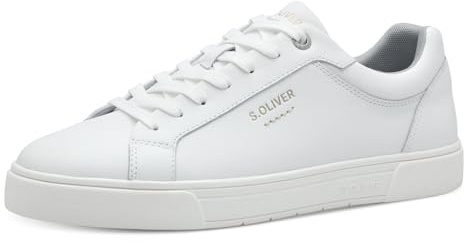 s.Oliver Herren Sneaker flach mit Schnürsenkeln Low Top, Weiß (White Uni), 40 EU