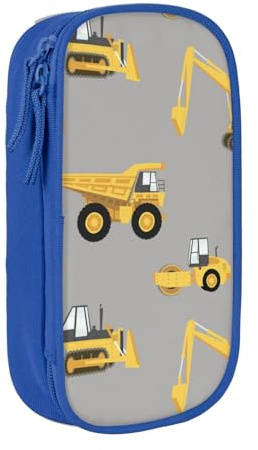 KWQDOZF Federmäppchen mit Baufahrzeugen, großes Fassungsvermögen, Bleistifttasche, Stiftetasche, Make-up-Tasche für Mädchen, Jungen, Erwachsene, Schule, Büro und Reisen