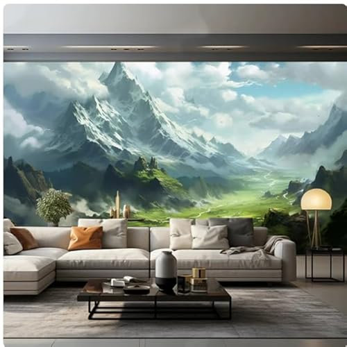 XDOUBAO 3D Wallpaper Nature Landscape Blue Sky Mountain Photo Mural Wallpaper 3D Creative Backdrop Wall Art Painting Decor,3D,350x245cm
