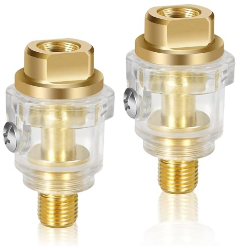 Casenly Lubrificatore a Olio Oliatore, 2 pezzi Mini Oliatore D'Aria, Mini lubrificatore per Compressore, 1/4” BSP Oliatore, Mini Oliatore in Linea per Utensile Pneumatico e Tubo Compressore Aria