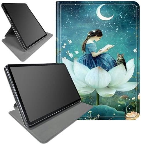 DIGTIALL Case for Fire 7 Tablet (12th Generation, 2022 Release) Girl and Flower Theme 360 Degree Rotating Stand Smart Protective Cover for Fire 7 2022 Tablet