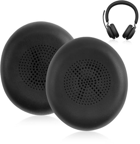 Ersatz Ohrpolster für Jabra Elite 45H / Jabra Evolve2 65 MS UC Kopfhörer Ersatzpolster Kopfhörer-Teile aus Memory-Schaum On-Ear Wireless Kopfhörer Polster Ohrpolster mit weichem Proteinleder, Schwarz