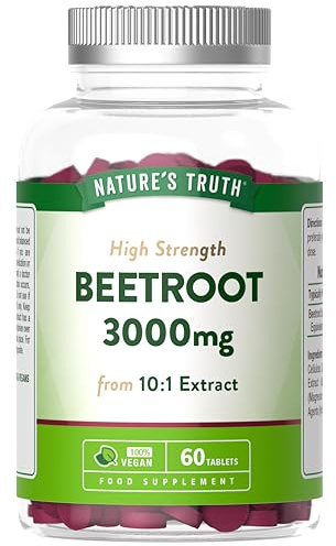 Beetroot Tablets 3000mg | High Strength Beetroot Supplement | 10:1 Extract | 60 Tablets | Vegan | Nature's Truth