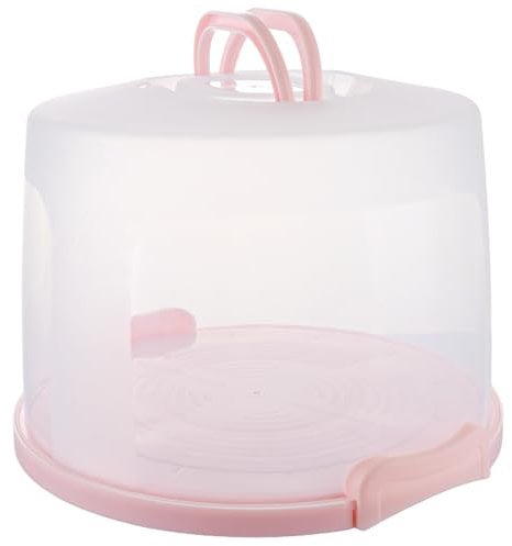SENENQU 10 Inch Plastic Large Cake Box, Airtight Cake Carrier with Handle and Lid, Tall Cake Storage Container Portable Cake Holder for Pies Cookies Cakes Party – Pink