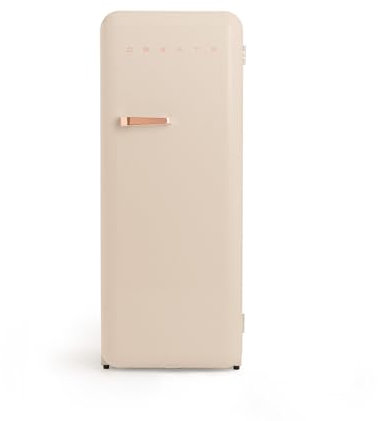 CREATE / RETRO FRIDGE 150 ROSE GOLD/Kühlschrank mit Gefrierfach 281L in Sand, Griff Rosa-Gold / 102W, niedriger Energieverbrauch, 150cm, 3 Ablagen, Temperaturregelung,60x60x150cm