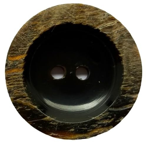 Echt Horn Knopf schwarz/natur Büffelhorn / 2-Loch / 28 mm/Set. 8 Stück/Lüna Knöpfe